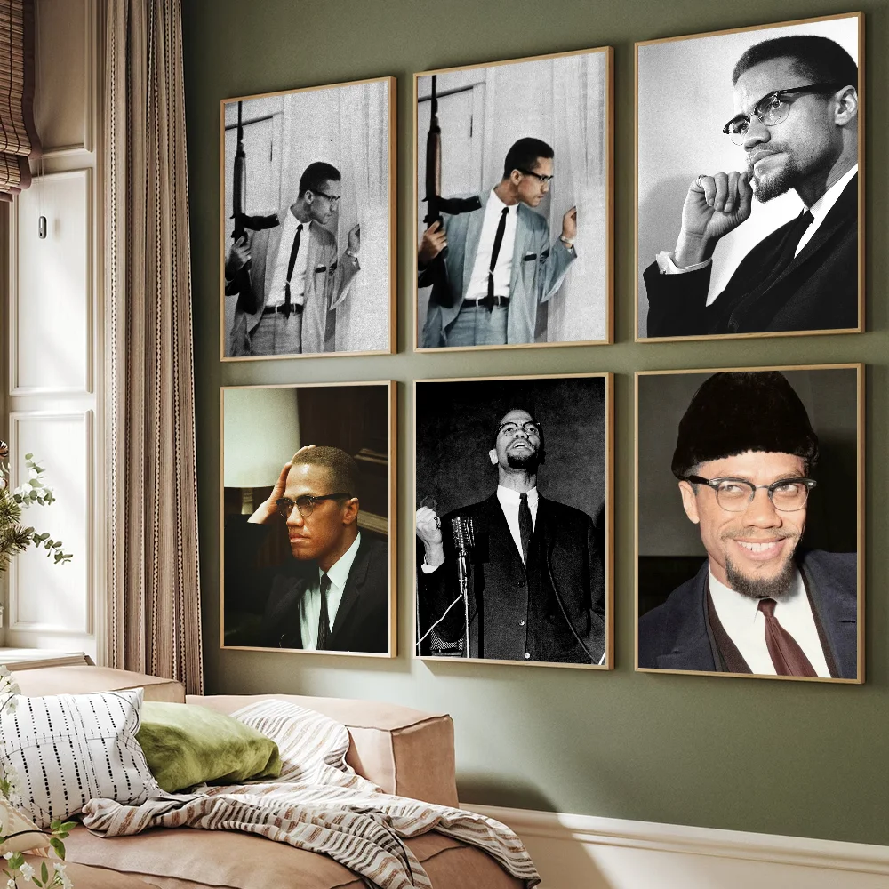 Malcolm X Poster Sticker Vintage Room Home Bar Cafe Decor Room Decor