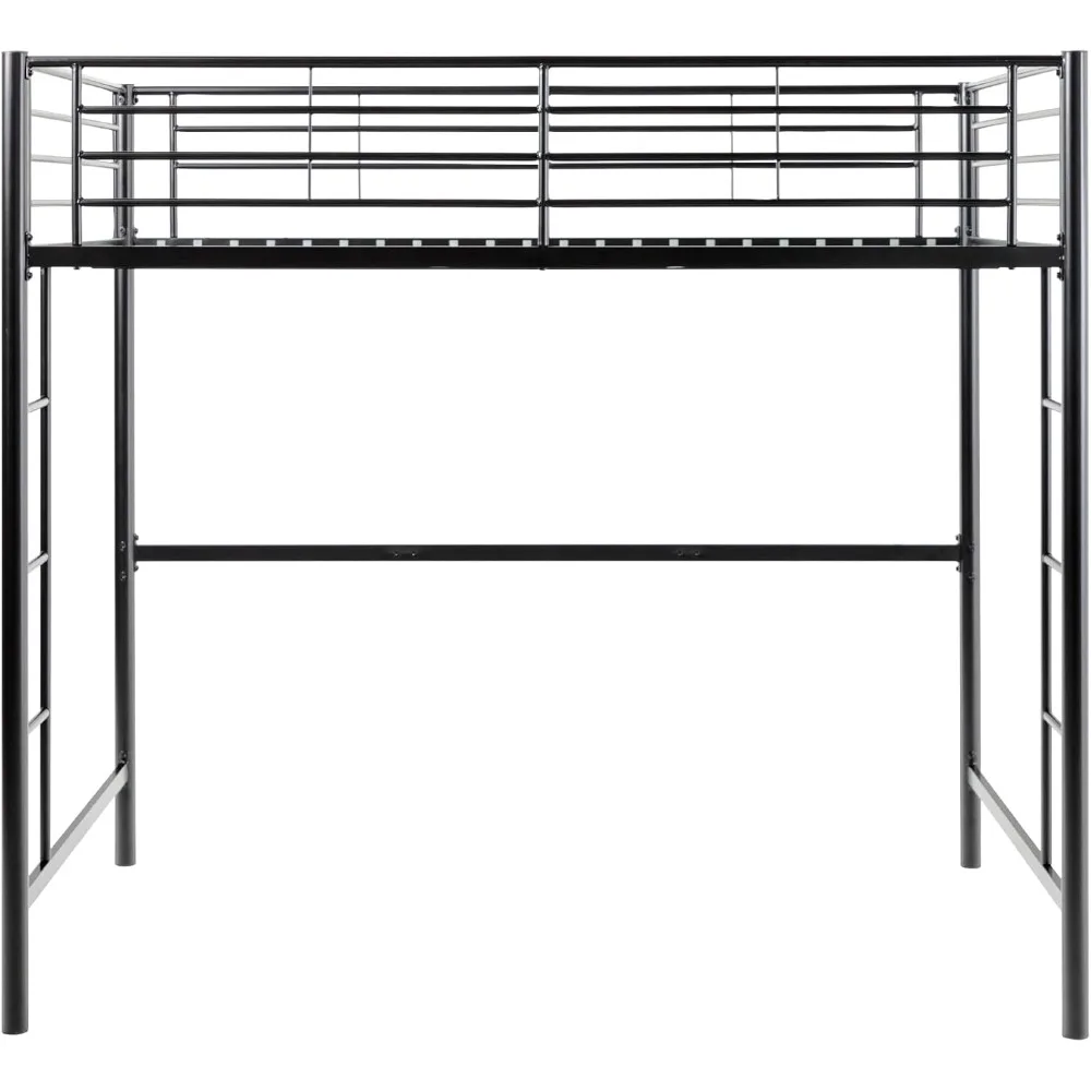 سرير إديسون تيموثي المعدني الصناعي الحضري المزدوج فوق سرير بطابقين علوي، مقاس مزدوج، أسود #4
