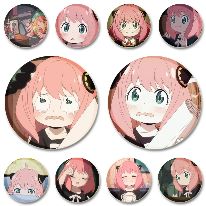 Anya and Bond Forger Badge Cartoon Anime Brooches Handmade Cute Enamel Pins for Backpack Clothes Jewelry Hat Accessories 44/58mm