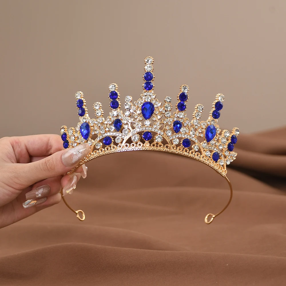 Baroque Style Crystal Crown Tiara Princess Queen Crown Rhinestone Alloy Hair Band For Girl Birthday Children\'s Hair Accessories