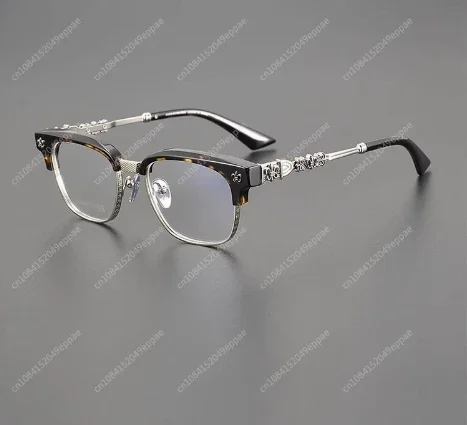 High-end hand-carved glasses half frame can be equipped with myopia anti-blue light discoloration