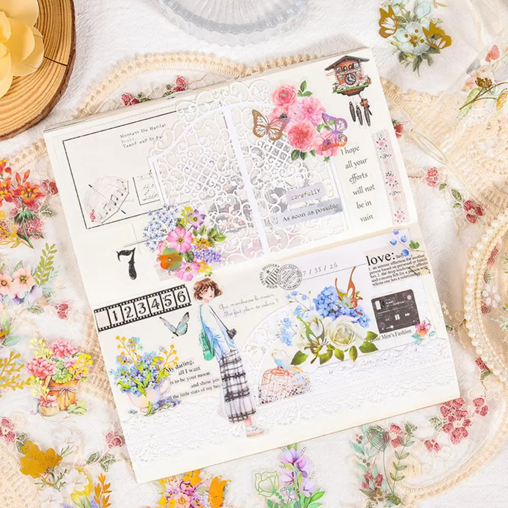 40Pcs 2-6cm Scrapbooking Sticker Exquisite Craftsmanship Vintage Floral Stickers For DIY Crafts Album Notebook Kids Supplies