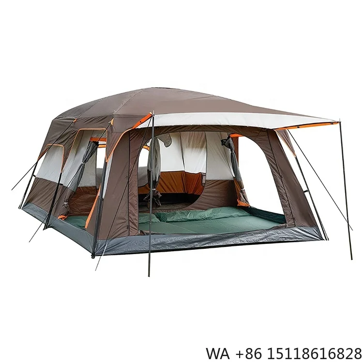 Extra Large Tent 8+ Person Family Cabin Tents 2 Rooms 3 Doors 3 Window Mesh Double Layer Big Tent for Outdoor Picnic Camping