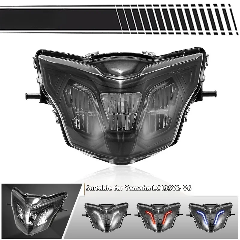 Suitable for Yamaha LC135 V2-V6 Motorcycle Headlights, Headlight Modification with Light Guide Strip LED High and Low Headlights