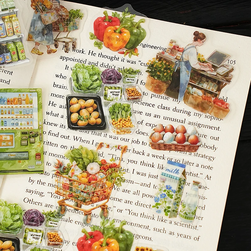 45pcs Life Observation Diary Series Stickers Handbook Collage DIY Photo Frame Album Diary Notebook Postcard Envelope Card
