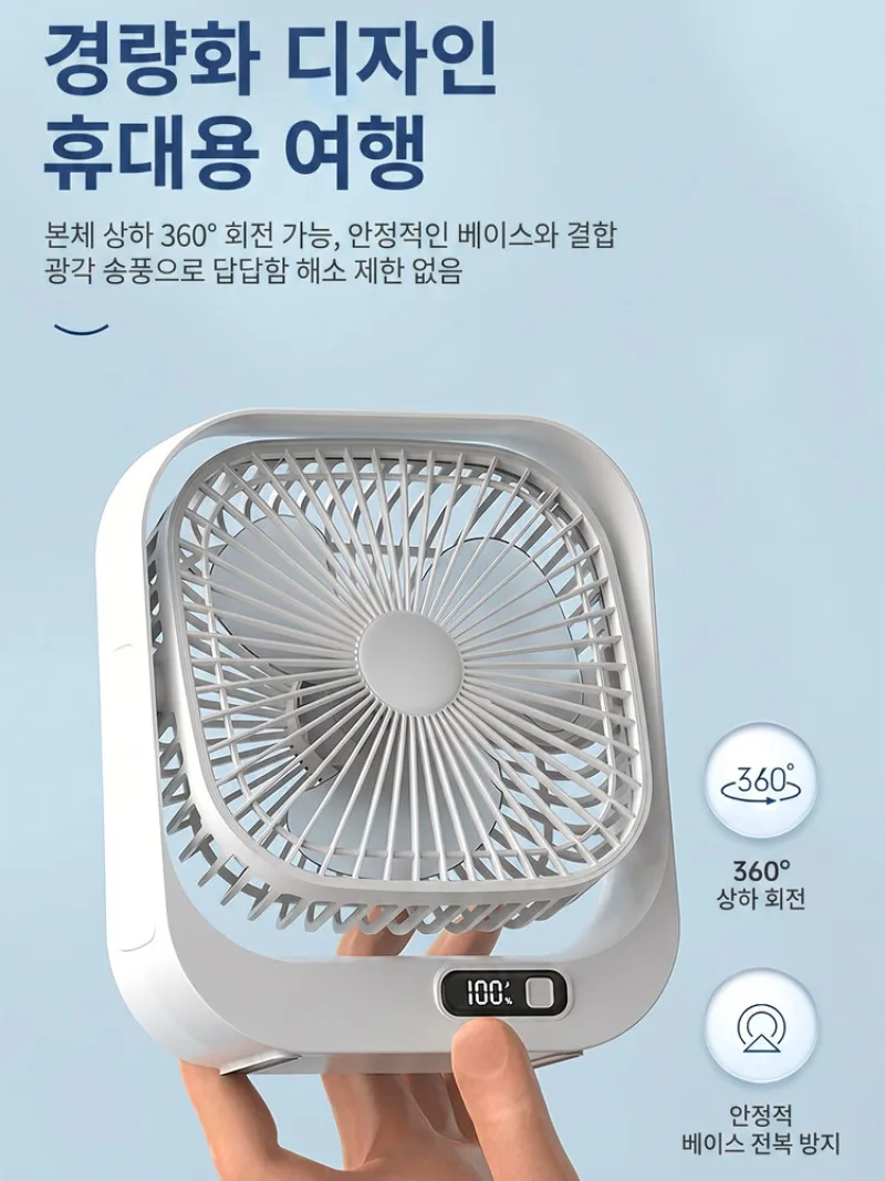 Portable Usb Rechargeable Desktop Digital Display Power Electric Household Office Small Fan Plugging Dual-Circulating Fan view 2
