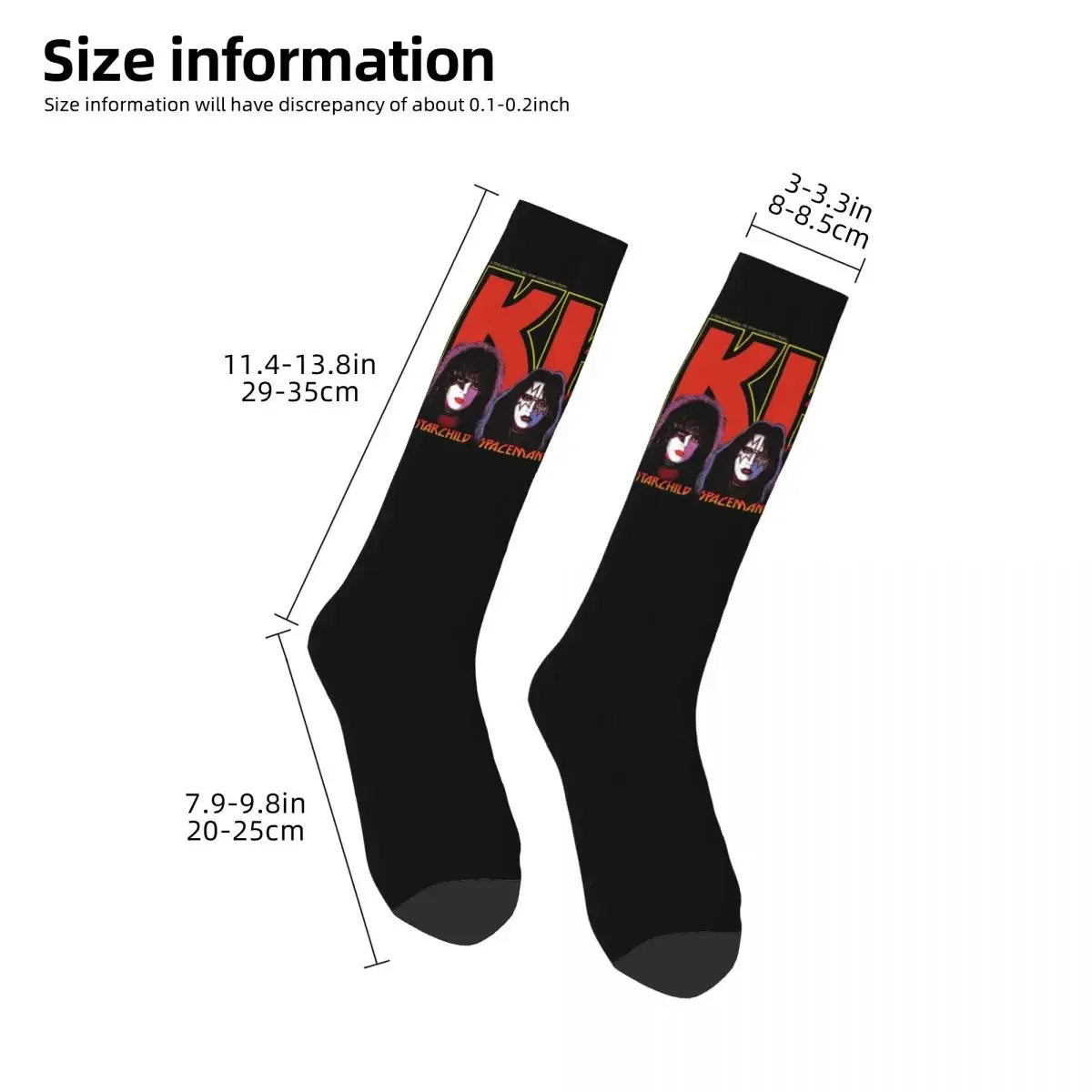 Kiss Rock Band Retor Socks Harajuku High Quality Stockings All Season Long Socks Accessories for Man's Woman's Christmas Gifts