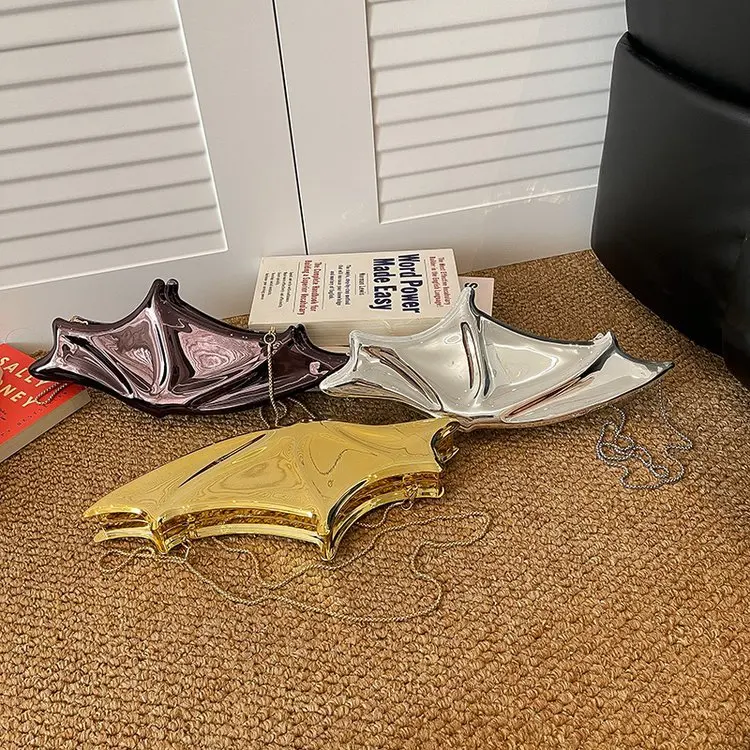 

2026 New Acrylic Glossy Box Bag Wing Design Women Evening Bag Chain Crossbody Bag Necklace