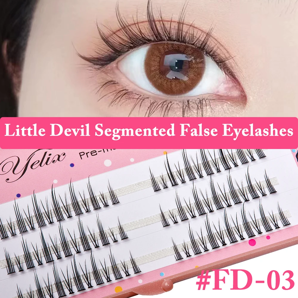 Yelix 3 RowsSegmented False Eyelashes Premade Wispy Volume DIY Extension Lash Clusters Faux Cils Premium Makeup Cilia Mix Length