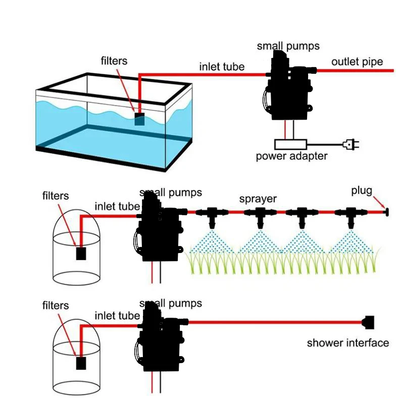 مضخة بخاخ كهربائي 12 فولت ذاتية التحضير عالية الضغط غسيل السيارات مضخة الحجاب الحاجز مضخة معززة صغيرة بدون طيار البخاخ الملحقات