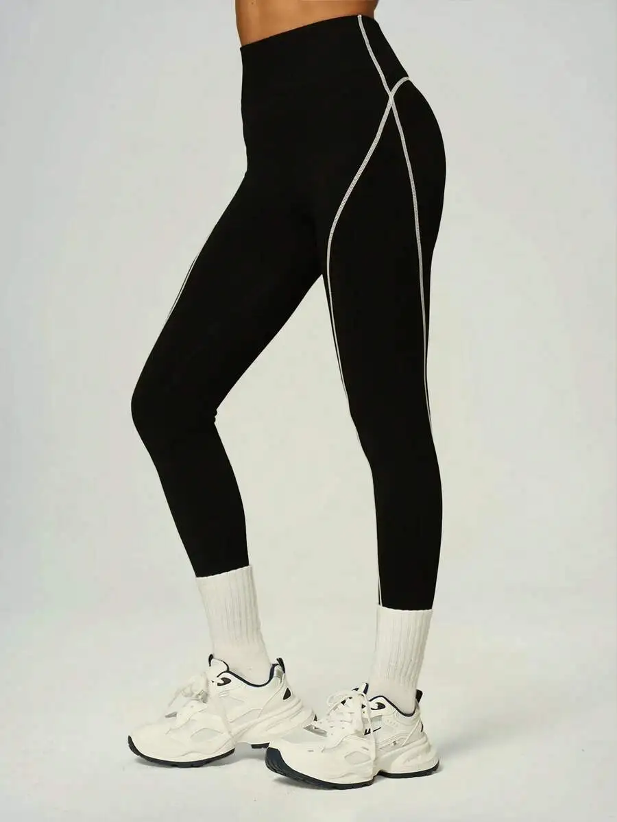 

Seamless High Waist Sculpting Leggings With Contrast Stitching For Women Fitness Yoga