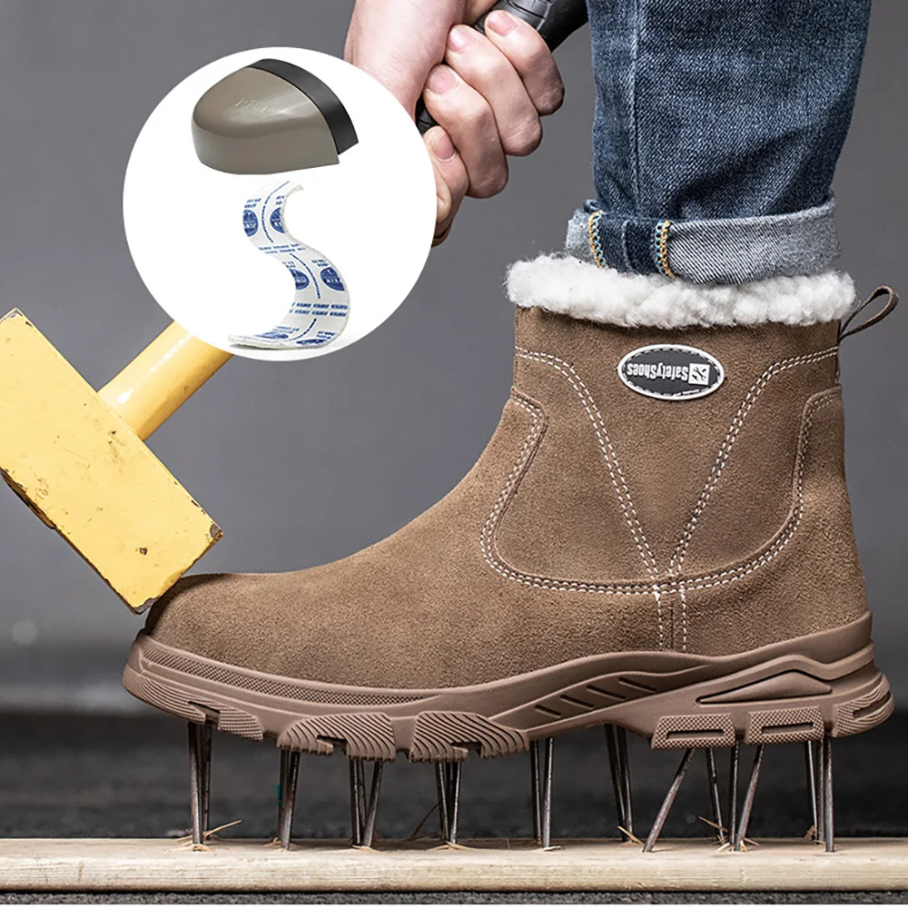 ArmorToe أحذية أمان حرارية شتوية جديدة عالية الجودة مبطنة بالصوف ومضادة للصدمات ومقاومة للثقب أحذية عمل للجنسين # درع2762