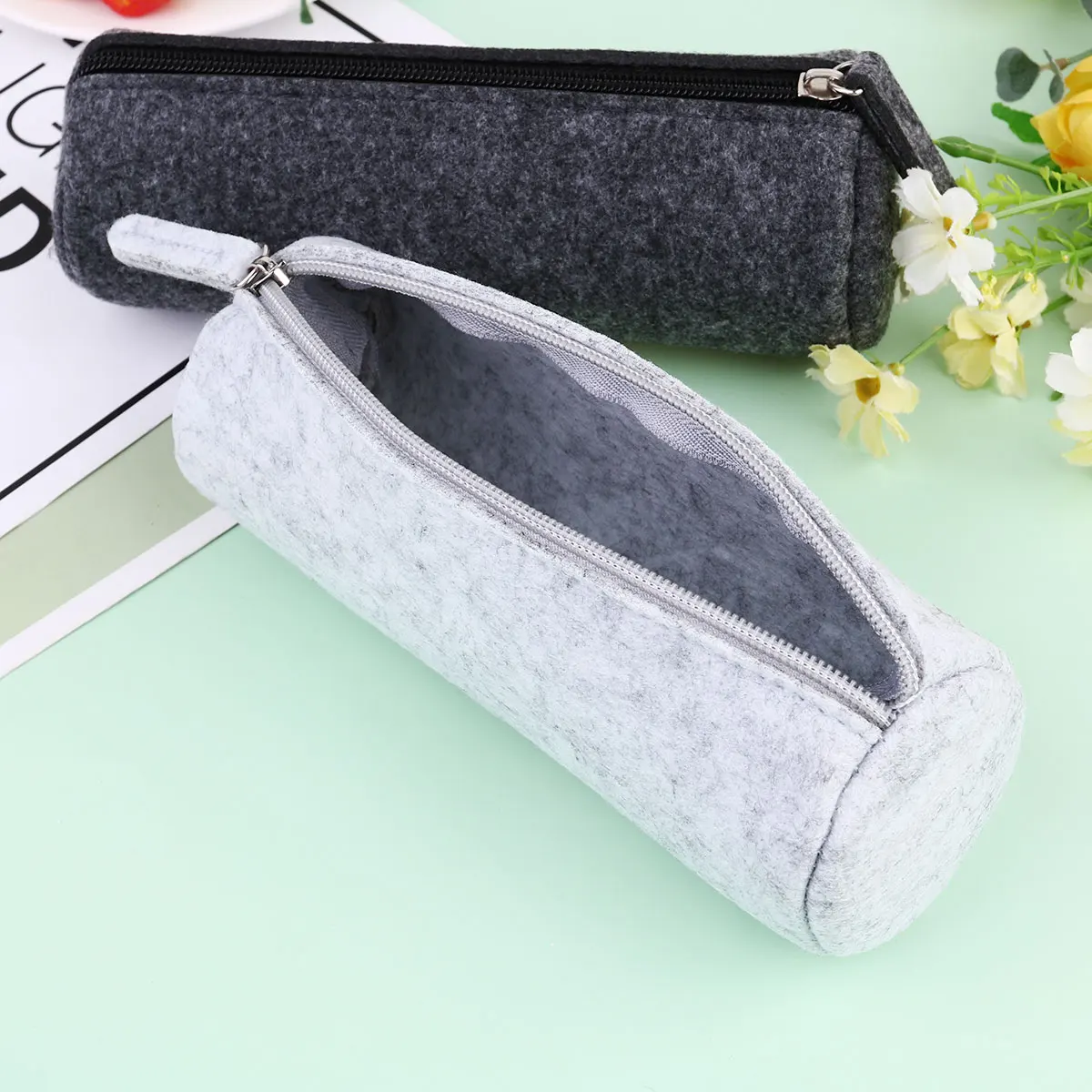 

4pcs Pencil Case Durable Stationery Organizer Zipper Pouch Scratch Resistant Simple Chic Pen Holder for Men Women