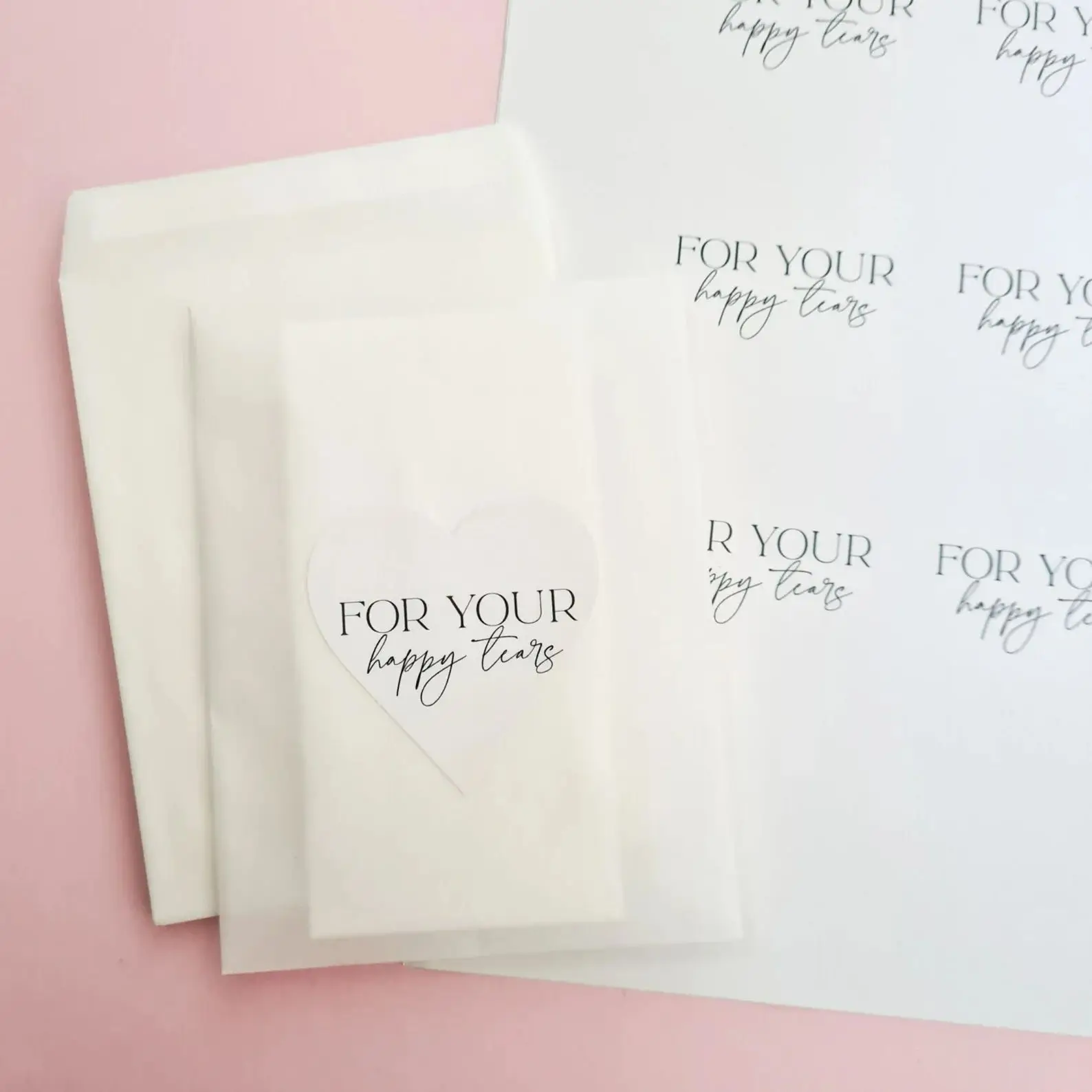 x15 DIY Wedding Tissue Bags For Your Happy Tears - 100% Biodegradable Glassine Bags Heart Stickers Wedding Confetti, Petal Confe