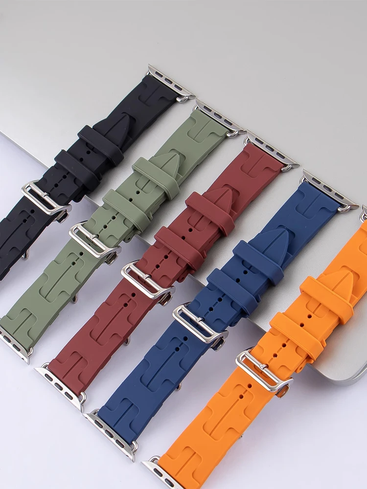 New Kilim Single Tour Strap For Apple Watch Band 44mm 40mm 49mm 45mm 41mm Silicone bracelet iwatch series 9 se 3 8 ultra 2 bands