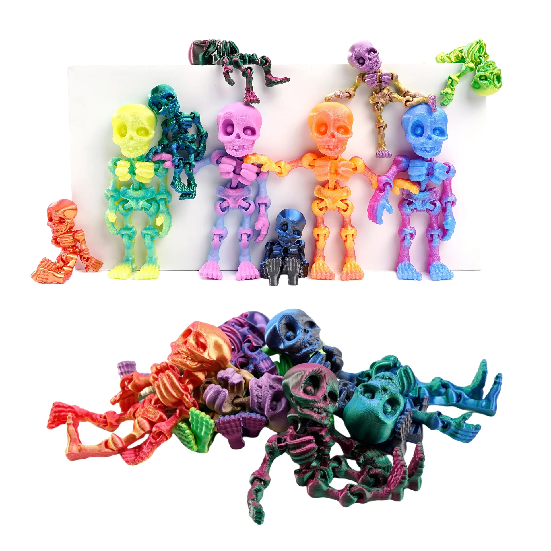 3D Gedruckt Halloween Schädel Skelett Figuren Spielzeug Bewegliche Gelenke Kreative Sammlung Schreibtisch Dekoration Wohnaccessoires Kinder Geschenke