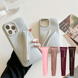 Moisturizing Mirror Lip Gloss Nutritious Lip Oil Cosmetic Portable Make-up Silicone Phone Case For Iphone Lipgloss Holder Cover