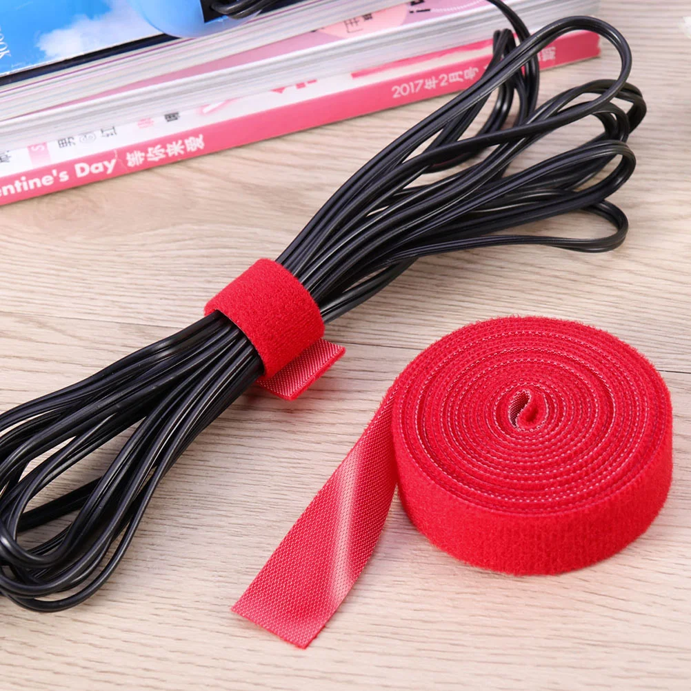 2 X100cm The Wire Cable Ties Rope Organizer Strap Manager Red Hook and Loop Adhesive Fastening