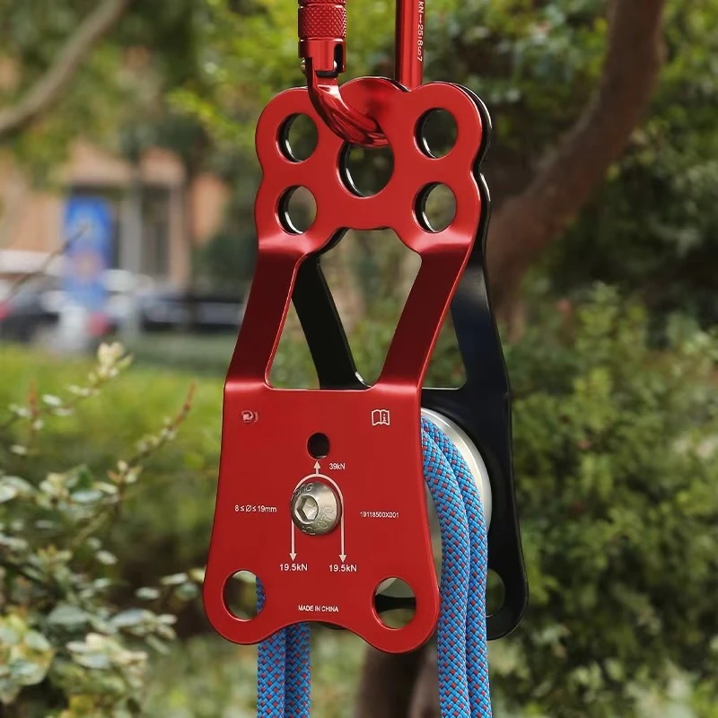 Outdoor Climbing Pulley 8-19mm Knotted Rope Threader Aluminum Alloy Stainless Steel 39kN Recreational Rescue Crossing Sling