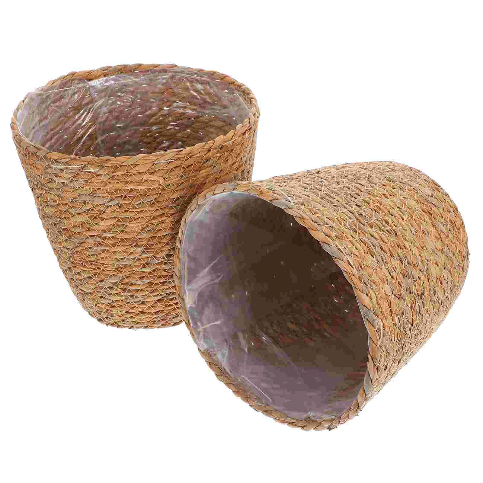 

Planters Flowerpot Seagrass Containers Retro Flowers Toddler Woven Pots for Indoor Plants