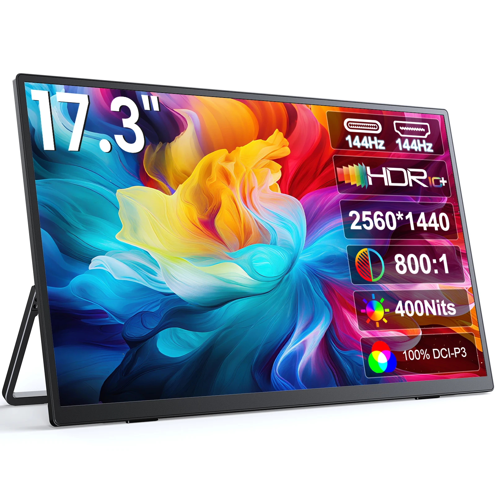 yZ[zUPERFECT 17.3''144HZ QLED |[^uj^[ 2560 x 1440P HDR Rs[^ Q[ XN[ 400cd/m2 bvgbv PC Mac PS4/5 PC db Xbox XCb` Bulit-in LbNX^hуXs[J[̂߂ 100% sRGB HDMI USB-C IPS \