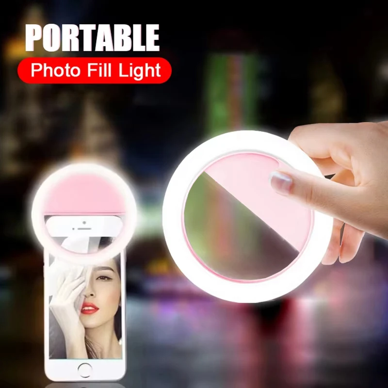 

Portable LED Ring Phone Lamp LED Selfie Light Adjustable Brightness Phone Camera Fill Light With Clip For iPhone Xiaomi Huawei