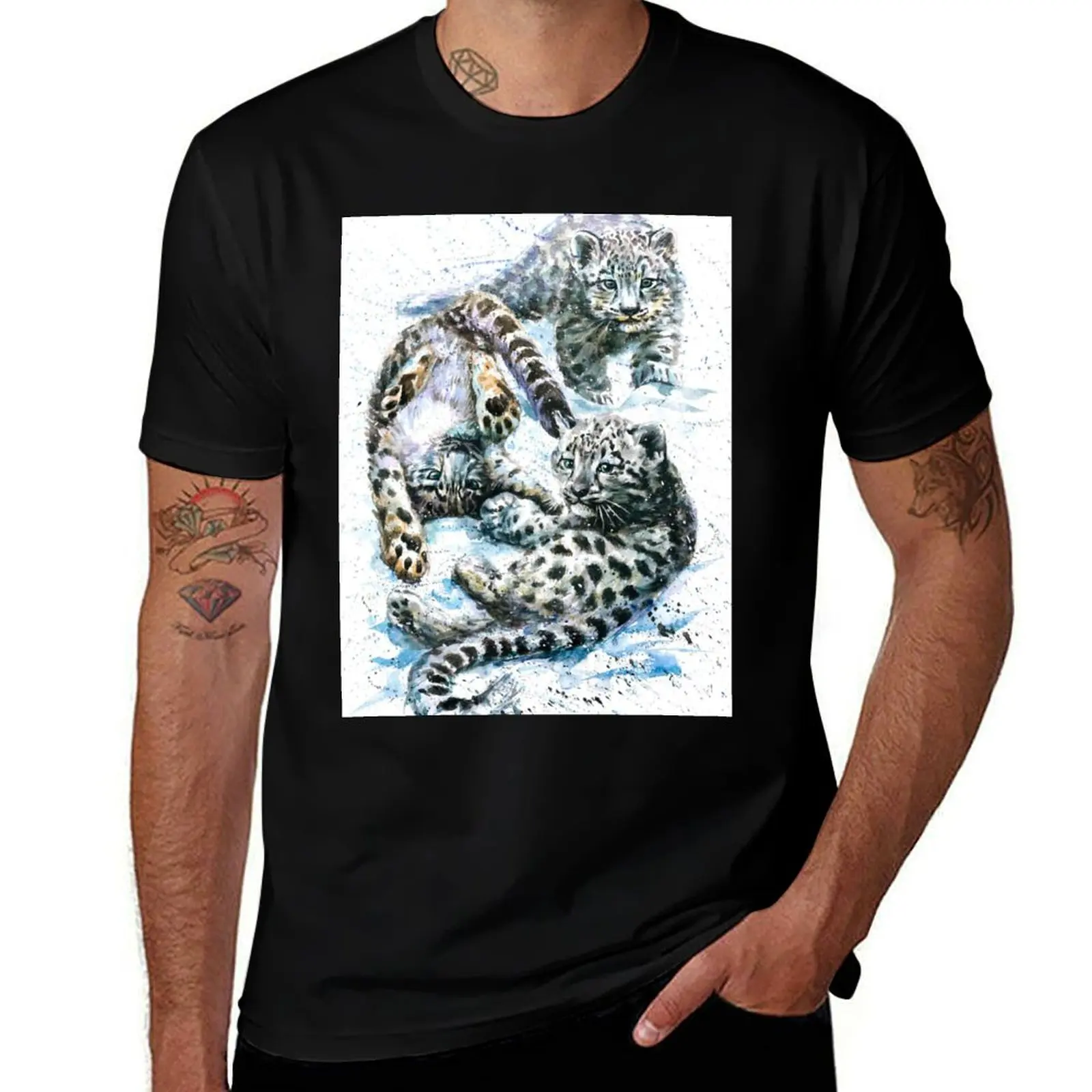 

Little snow leopard T-Shirt t shirt for man 100 percent cotton man tshirt t shirt man casual T-shirt