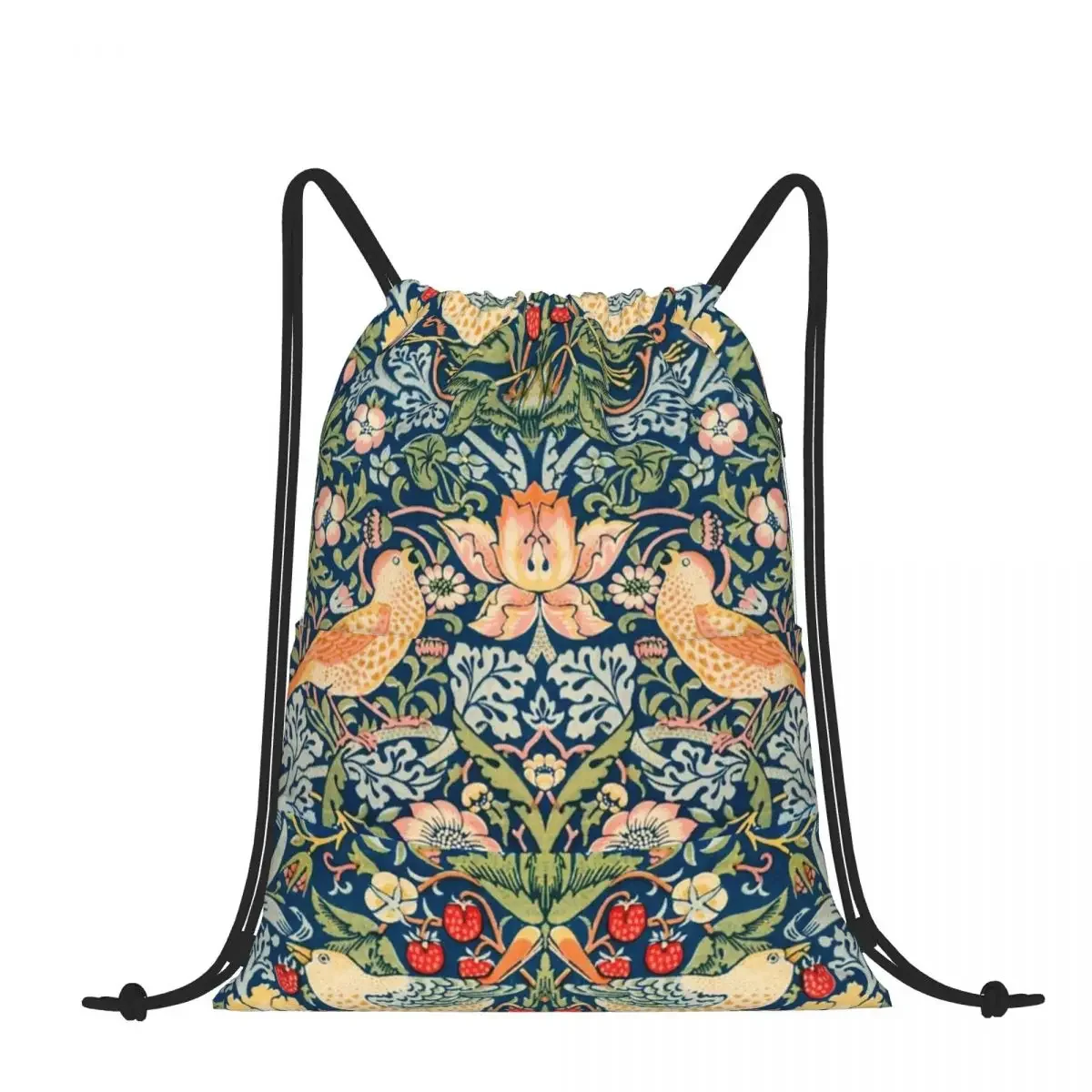 Drawstring Backpack William Morris Strawberry Thief Shoulder Bag Zipper Pocket Sports & Travel Hikes Portables Bag