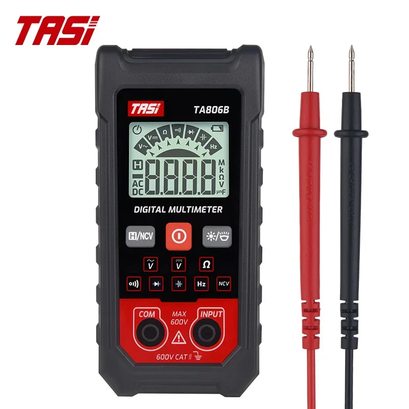 

LED IndicatorTASI TA806B 4000-Count Digital Multimeter 600V AC/DC Auto Industrial Smart Meter Temp Resistance Measurement (0.01%