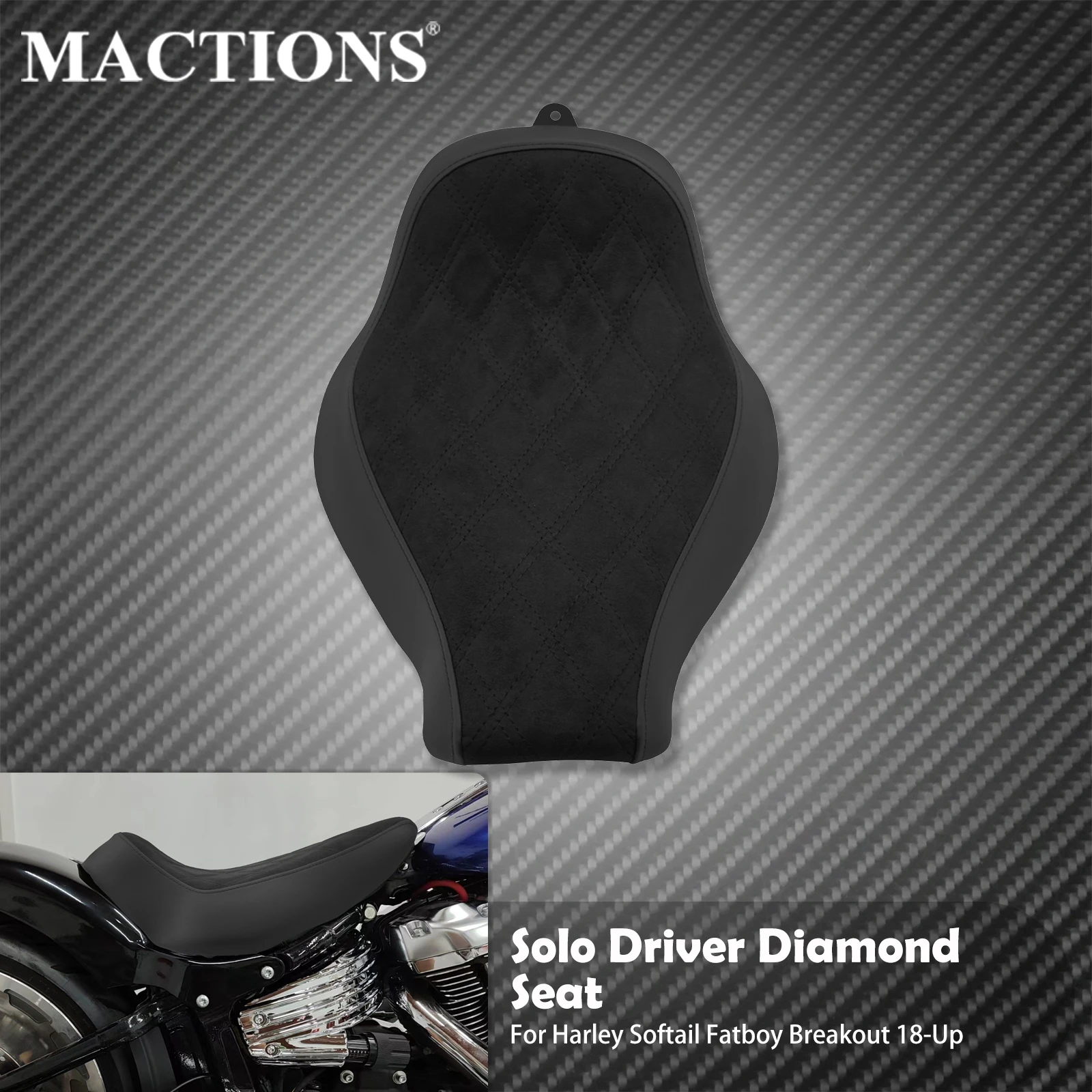 Motorcycle Driver Solo Seat Front Cushion Diamond Low Profile Seat For Harley Softail Fatboy Breakout FXBRS FXBR FLSTF 2018-2024