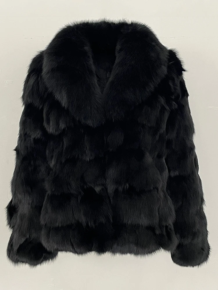 Women Fur Splicing Outerwear Classic Thick Clothing2025 New Fashion Winter Warm Real Fur Coat Natural Fox Fur Jacket