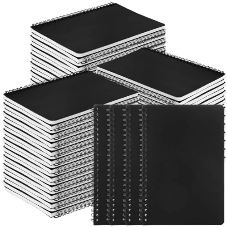 

LISHINE 48 Pack Spiral Notebook A5, 120 Pages/600 Sheets, 8.1"x 5.7" Black Spiral Journal Notebook Small Hardcover Ruled Lined