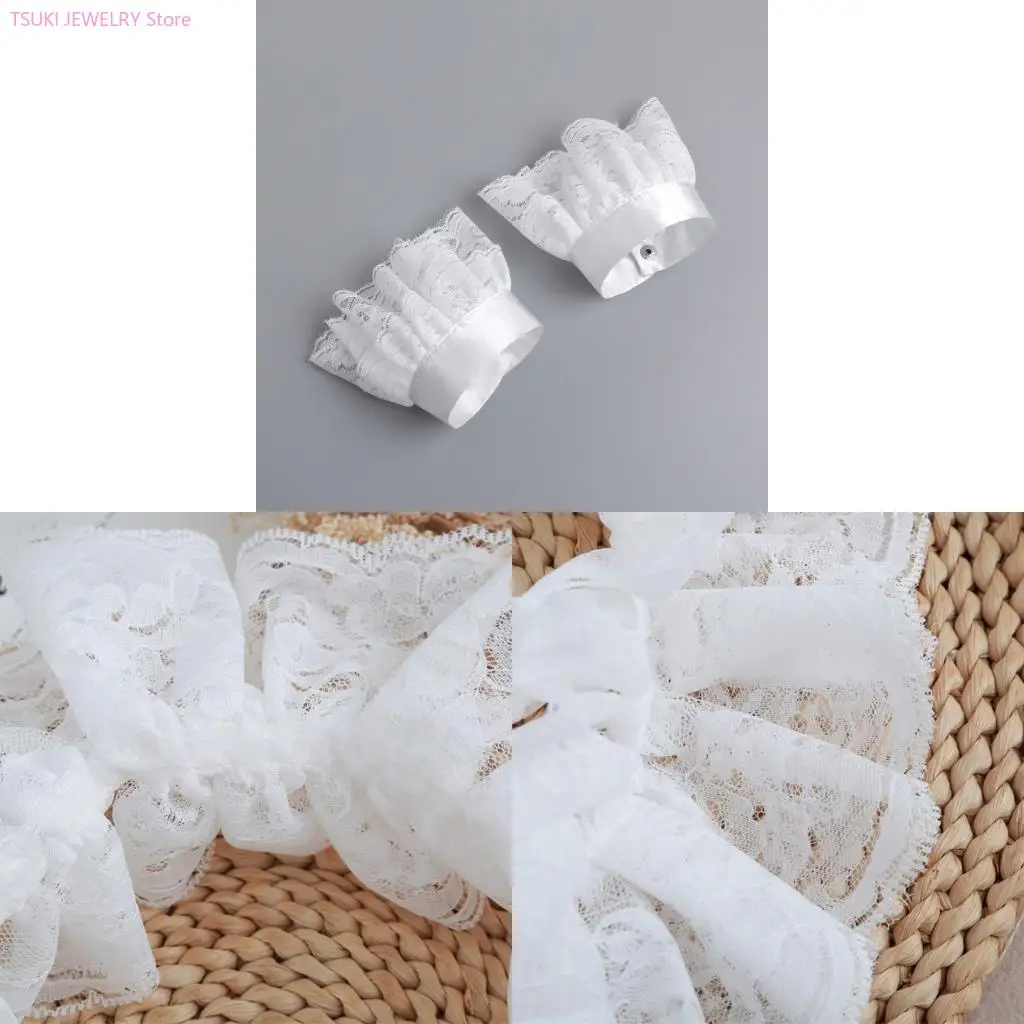 62ke-調節可能なレースの袖口と二重層取り外し可能な襟セットクリエイティブビクトリア朝の美的衣装写真撮影の小道具