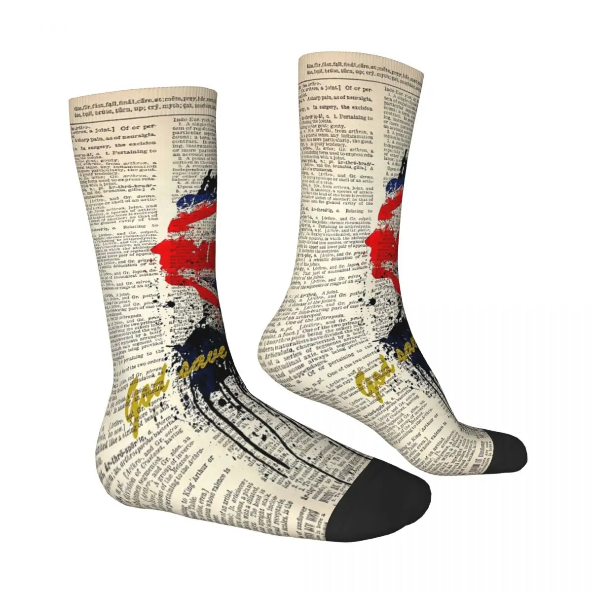 GOD SAVE THE QUEEN On Dictionary Page Socks Male Mens Women Autumn Stockings Printed