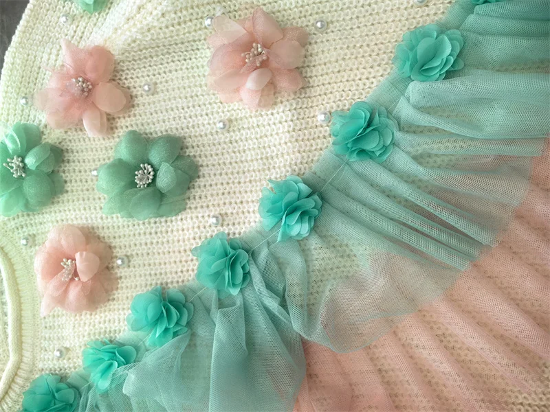 الفاخرة نمط شبكة غرزة الزهور المرأة سترة الخريف الشتاء ملابس طويلة الأكمام ملابس خارجية بلوفر مغزول أعلى سحب فام