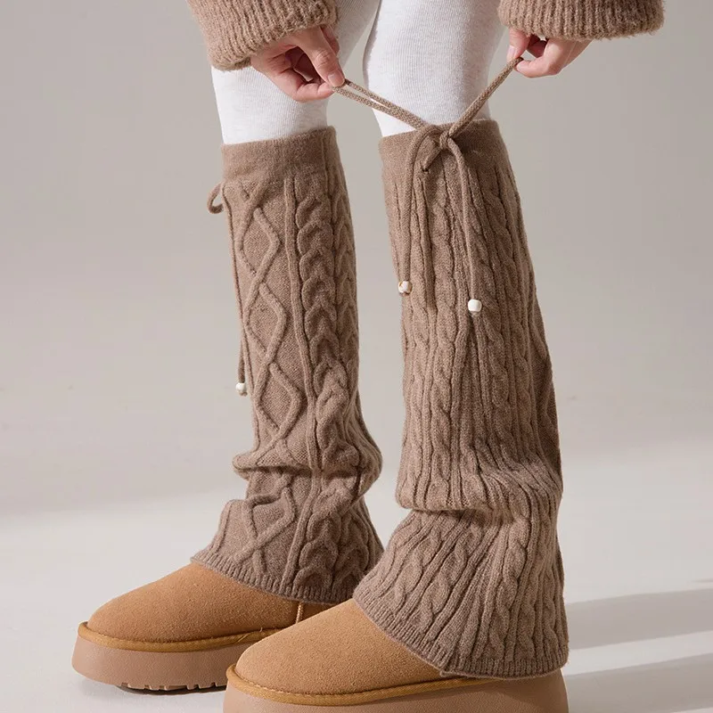 

Drawstring straps, thickened wool wide-leg sock covers, women's warm knitted foot covers and boot covers