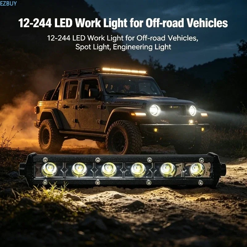 Car small single row strip lights off-road vehicle modified spotlights engineering lights automotive LED work lights