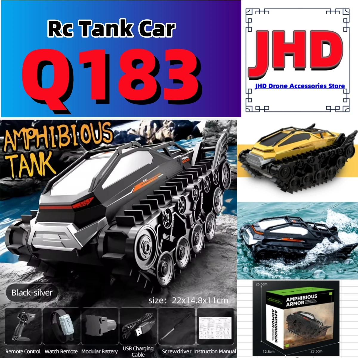 JHD Q183 RC Tank Car Track Remote Control Cars Off Road 2.4G Amphibious Crawler Truck Climbing Electric Model JJRC Q183 Vehicles