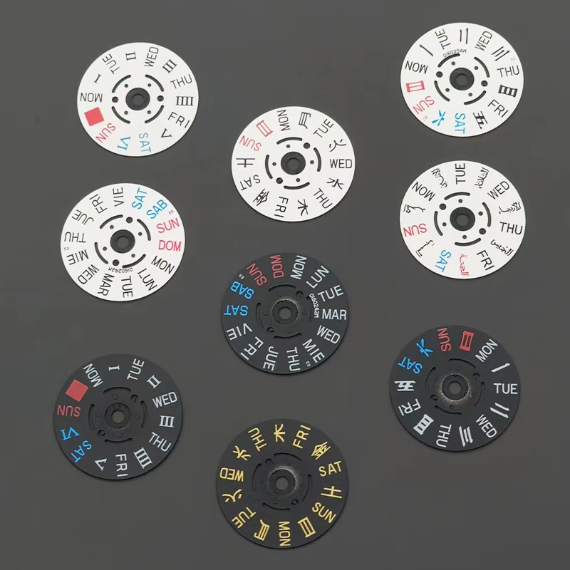 Mod NH35 NH36 Movement Dial Week Wheel Crown at 3.0/3.8/4.1H Fits SKX007 6105 Tuna Watch Movement Repair Week Wheel Parts