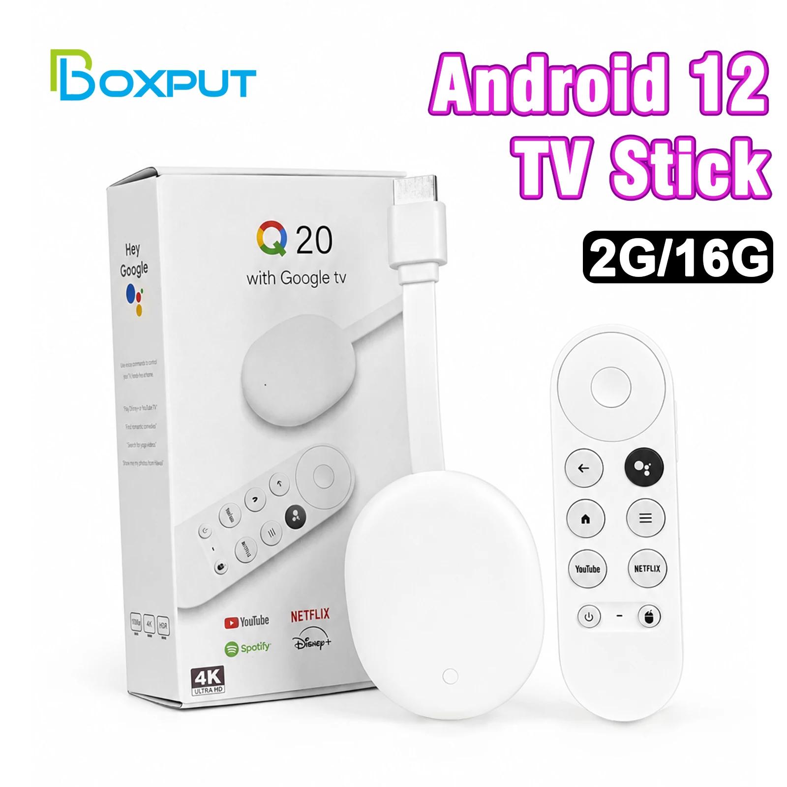 BOXPUT Q20 4K HDR TV Stick Allwinner H618 Android 12 Dual‑Band WiFi6 Android TV Launcher Streaming Player Bluetooth Voice Remote