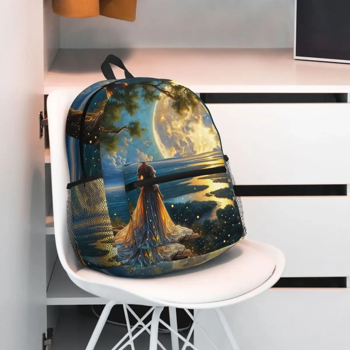 حقيبة ظهر Magical Moonrise Daypack ذات سعة كبيرة للأولاد والبنات حقيبة كتب مدرسية حقائب كتف للرجال والنساء