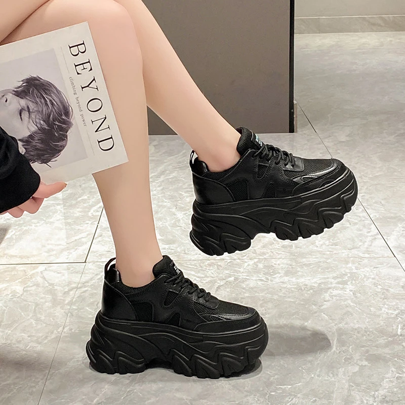 Fashion Women's Chunky Sneakers Heigeht increasing 9CM Platform Tennis Shoes for Women Thick Bottom Breathable Sports Dad Shoes