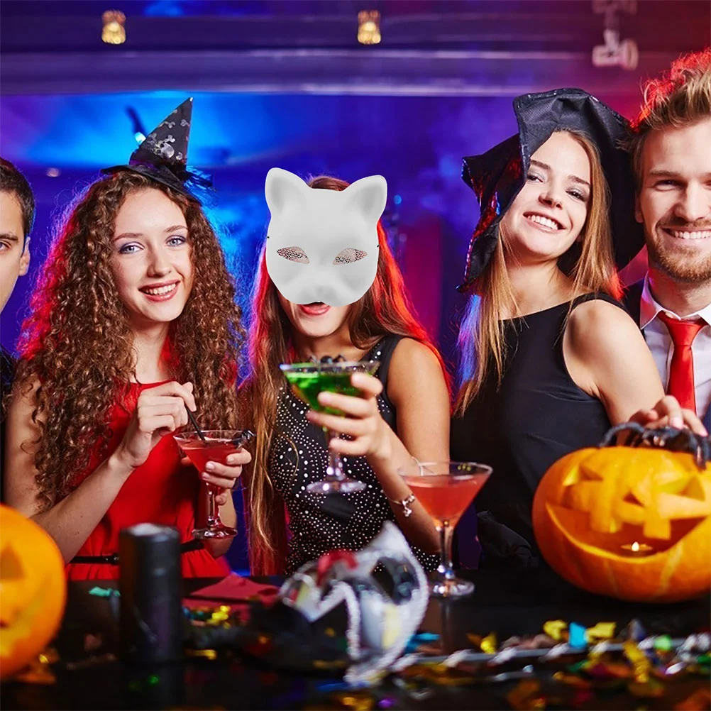 女性のためのハロウィーンの猫のフェイスマスク,白い卵の仮面舞踏会,コスプレパーティーマスク,DIY, 1830x1600x300cm, 2個