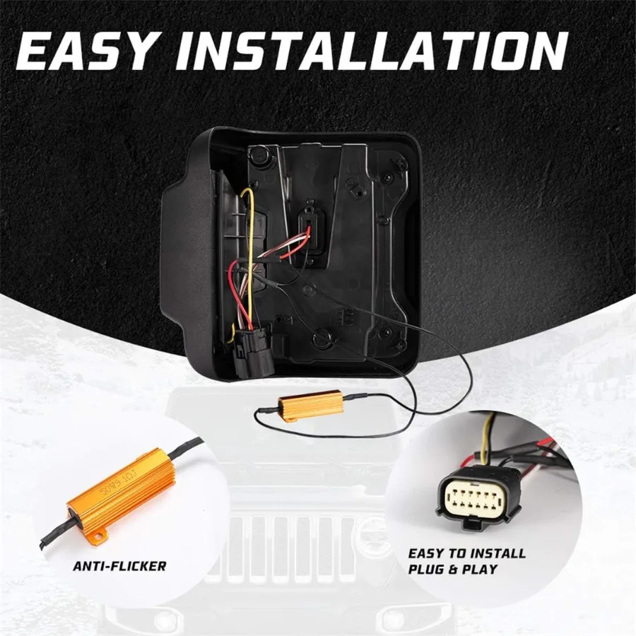 أضواء خلفية LED مدخنة لملحقات جيب رانجلر JL 4xe 20182025 مع مبيت أسود وعدسة ملونة معززة للرؤية #5