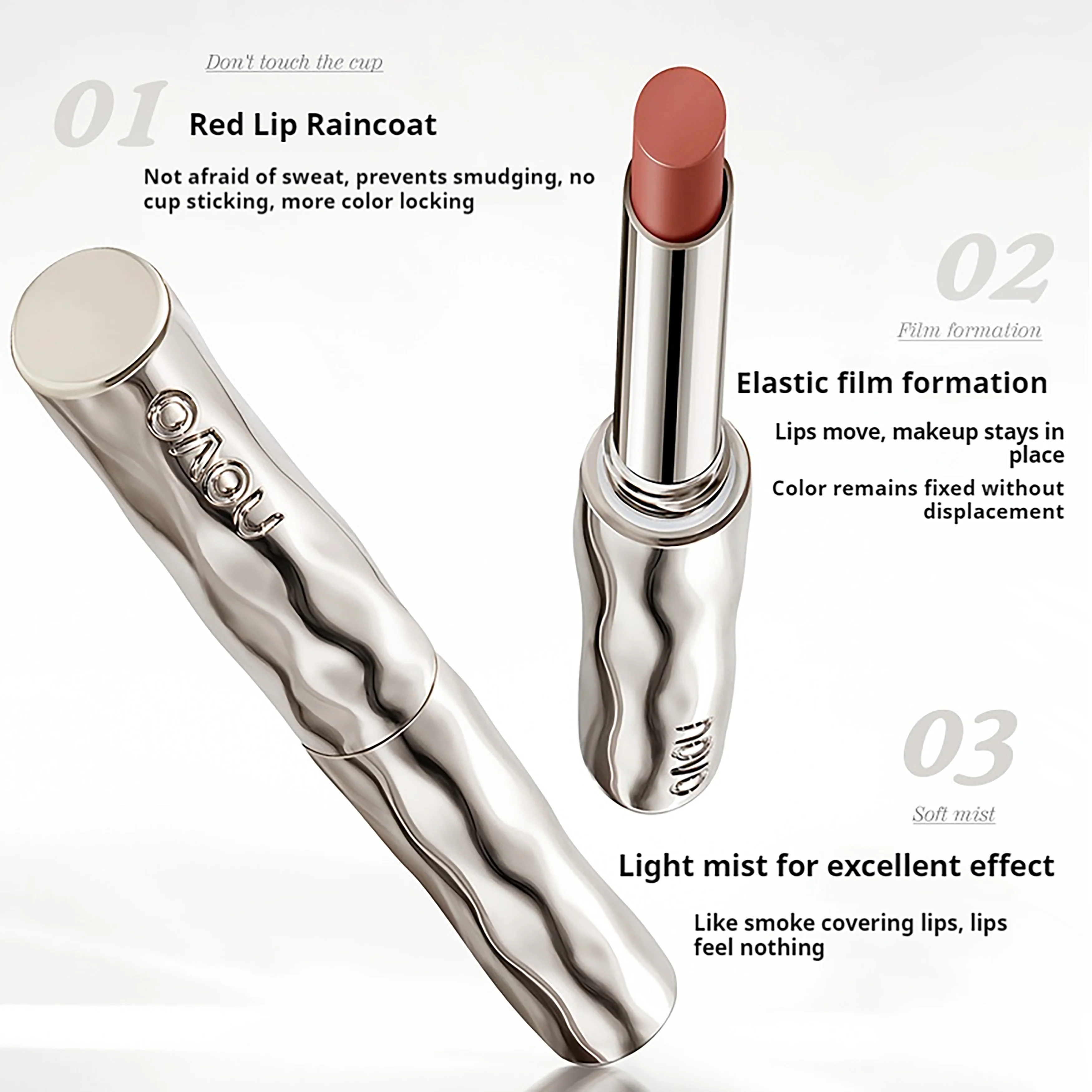 NOVO Batom à prova d'água, resistente ao suor, com acabamento colorido, macio e fosco, sem transferir