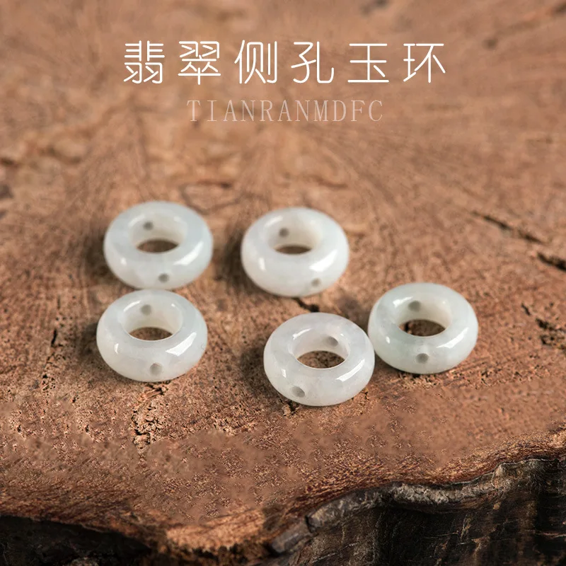 

Natural Myanmar A Side Hole Jade Ring Spacer Donut Jadeite Loose Beads Handmade DIY Material Bead Accessories Drop Shipping