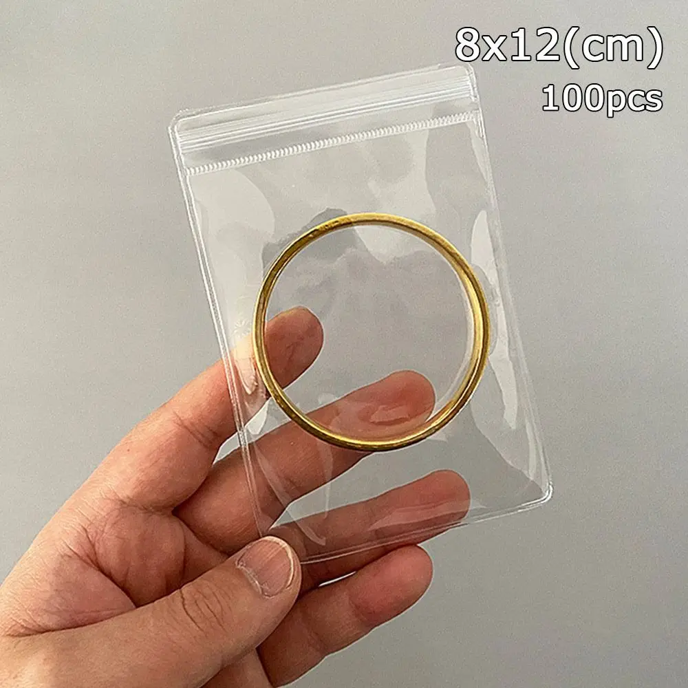 

100pcs Reclosable Storage Pouches Gift Packaging Necklace Bracelet Ring Zip Lock Bags Self Sealing Bag PVC Plastic Jewelry Bag