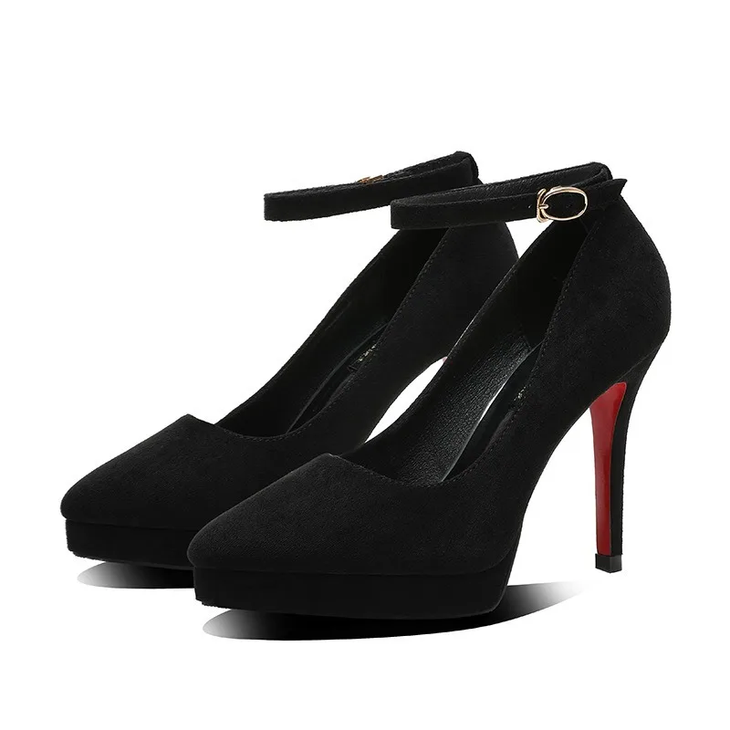 2024 Women 10cm High Heels pumps 2cm Platform Fetish Nightclub Pumps Lady Leather Stiletto Heels Prom Red Bottom Black Shoes