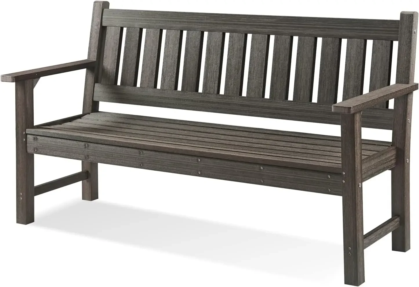 Outdoor Bench, 3-Person Garden Bench, Poly Lumber Patio Bench for Outdoors, Porch, and Park (Dark Brown)