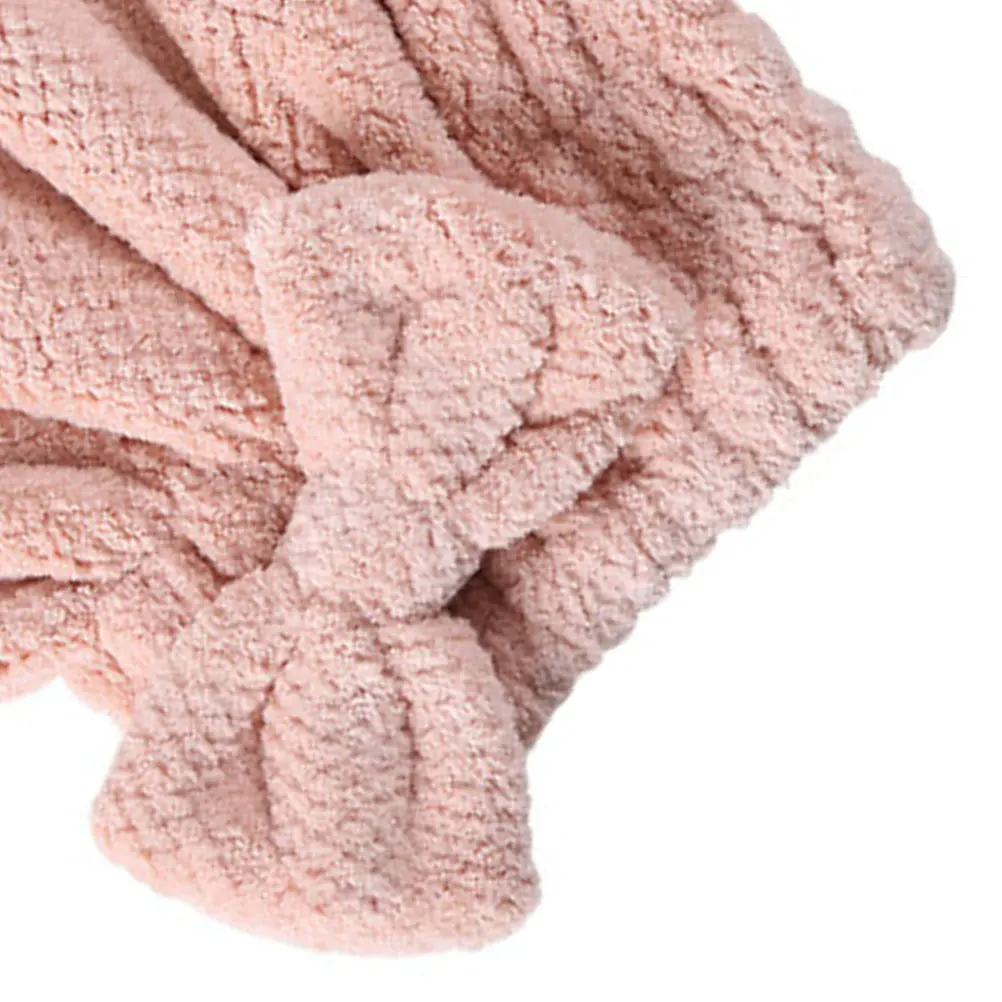 

Coral Fleece Hair Drying Cap Thickened Microfiber Pink Quick Dry Water Absorption Shower Cap for Makeup Facial Washing Hair Care
